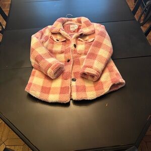 Urban Republic Pink and Cream Checkered Kids Pea Coat